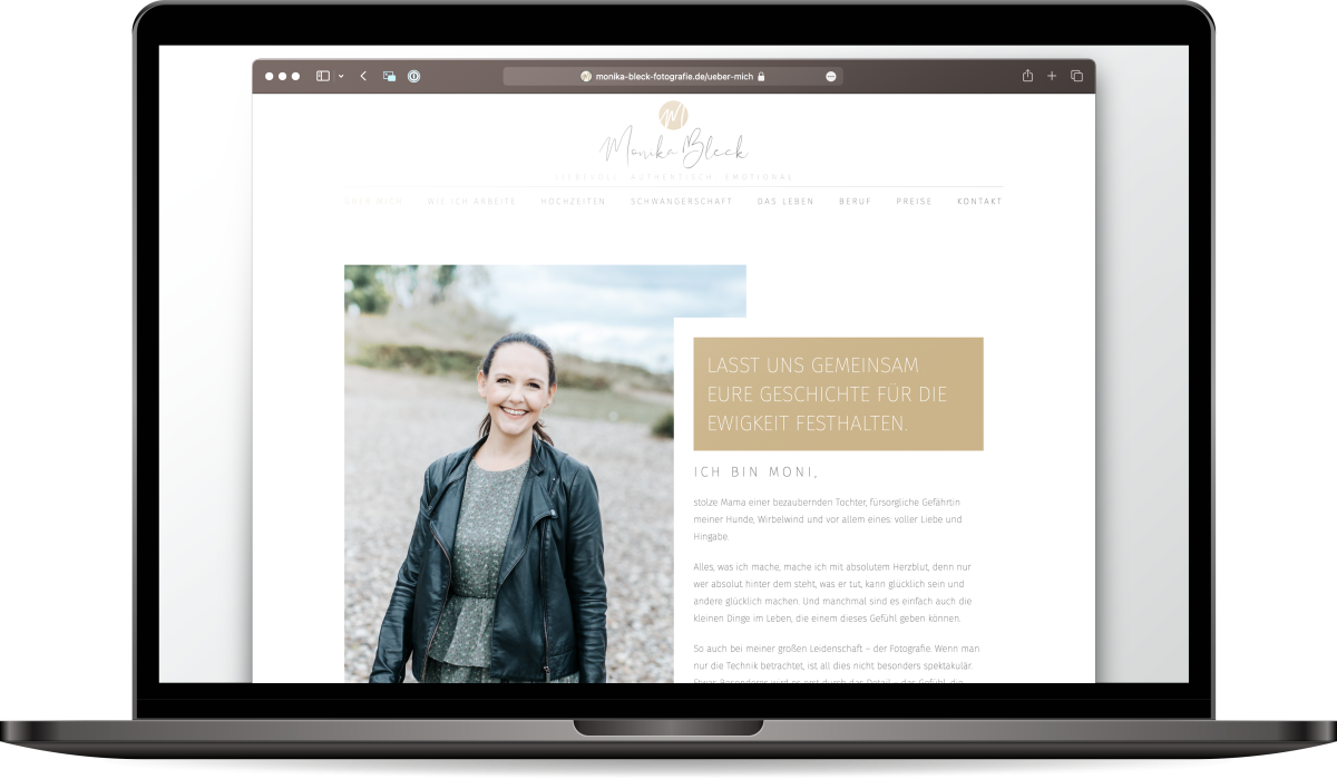 Webseite Monika Bleck Fotografie auf Laptop