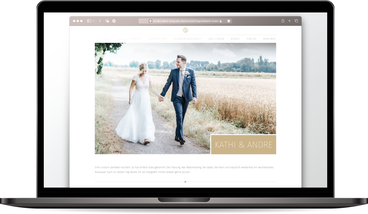 Webseite Monika Bleck Fotografie auf Laptop