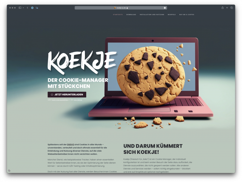 Koekje Webseiten Screenshot