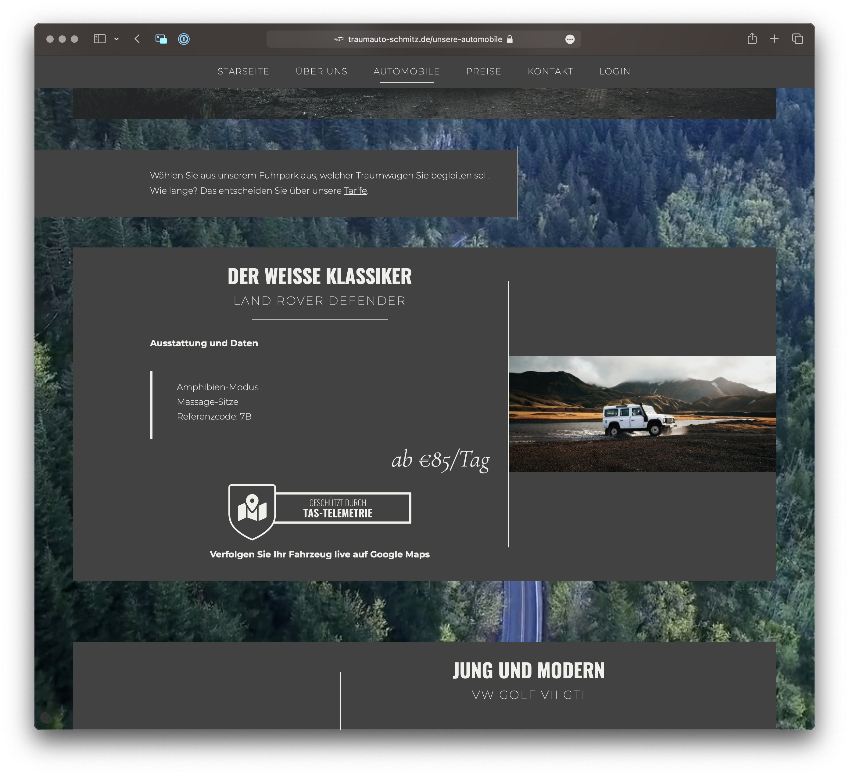 Screenshot Webseite Traumauto Schmitz