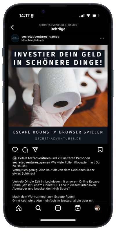 Screenshot Instagram Account Secret Adventures